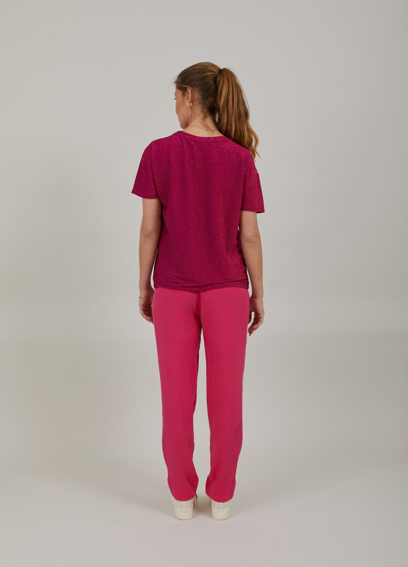 Coster Copenhagen SHIMMER TEE Top - Short sleeve Pink shimmer - 628
