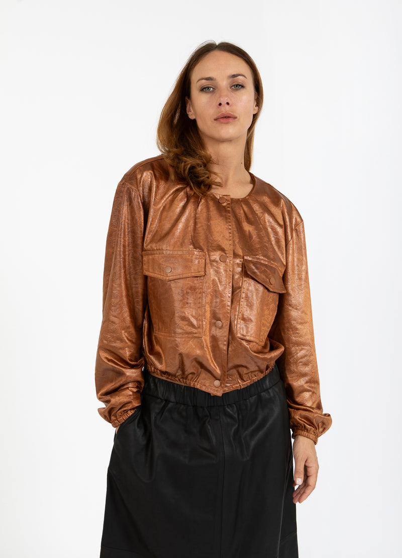 Coster Copenhagen SHINY BOMBER Outerwear Cognac brown - 397