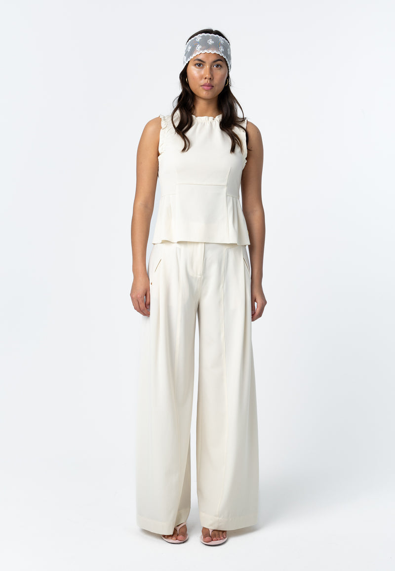 SHINY TOP WITH RUFFLES - Pearl – costercopenhagen.com