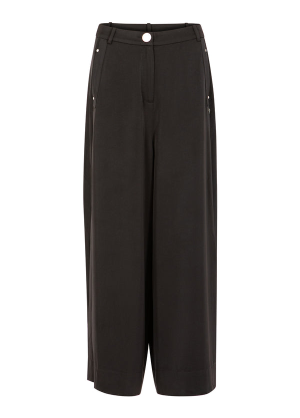 Coster Copenhagen SHINY WIDE PANTS - PETRA FIT Pants Black - 100