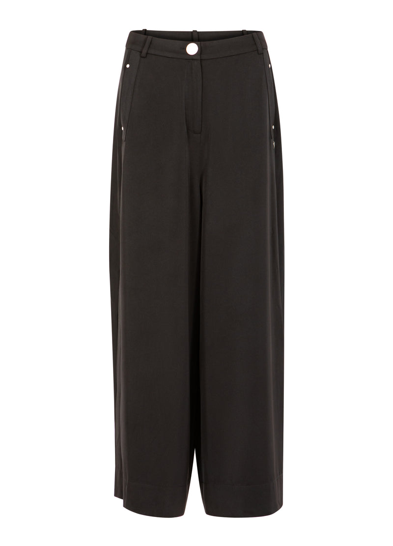 Coster Copenhagen SHINY WIDE PANTS - PETRA FIT Pants Black - 100