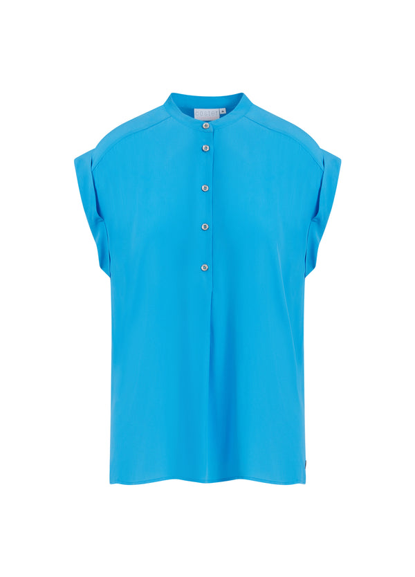 Coster Copenhagen SHIRT IN ACETATE Top - Short sleeve Blue lagune - 518