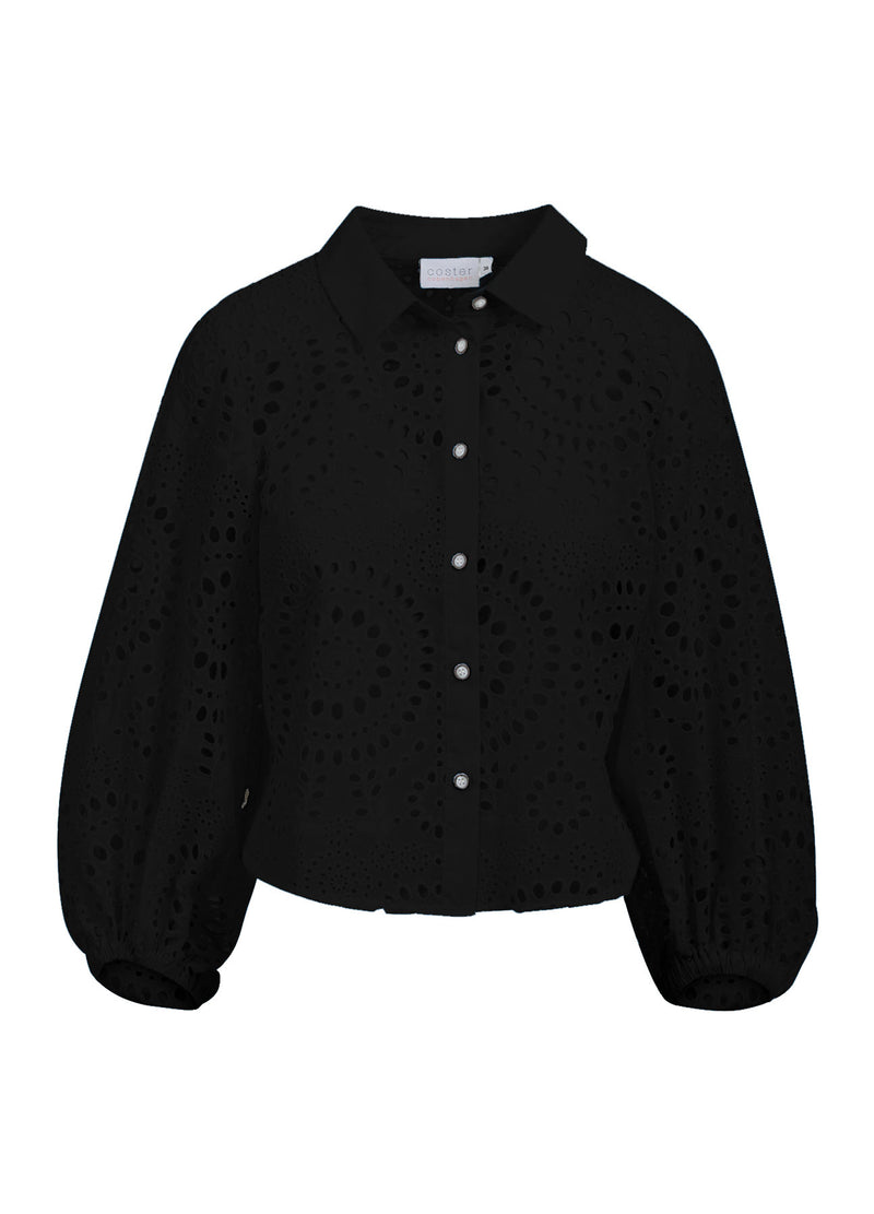 Coster Copenhagen SHIRT IN BRODERIE ANGLAISE Shirt/Blouse Black - 100
