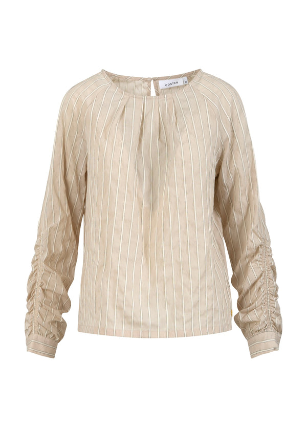 Coster Copenhagen SHIRT WITH ELASTIC ON SLEEVES Shirt/Blouse Vanilla white stripe - 989