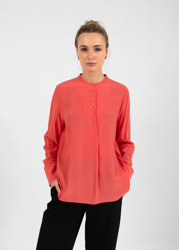 Coster Copenhagen SHIRT WITH FOLDED BUTTON PLACKET Shirt/Blouse Hot coral - 685