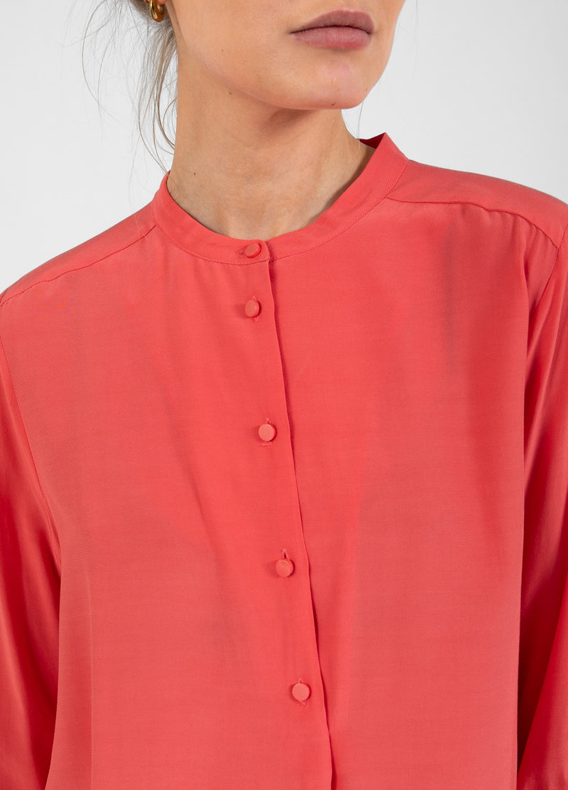 Coster Copenhagen SHIRT WITH FOLDED BUTTON PLACKET Shirt/Blouse Hot coral - 685