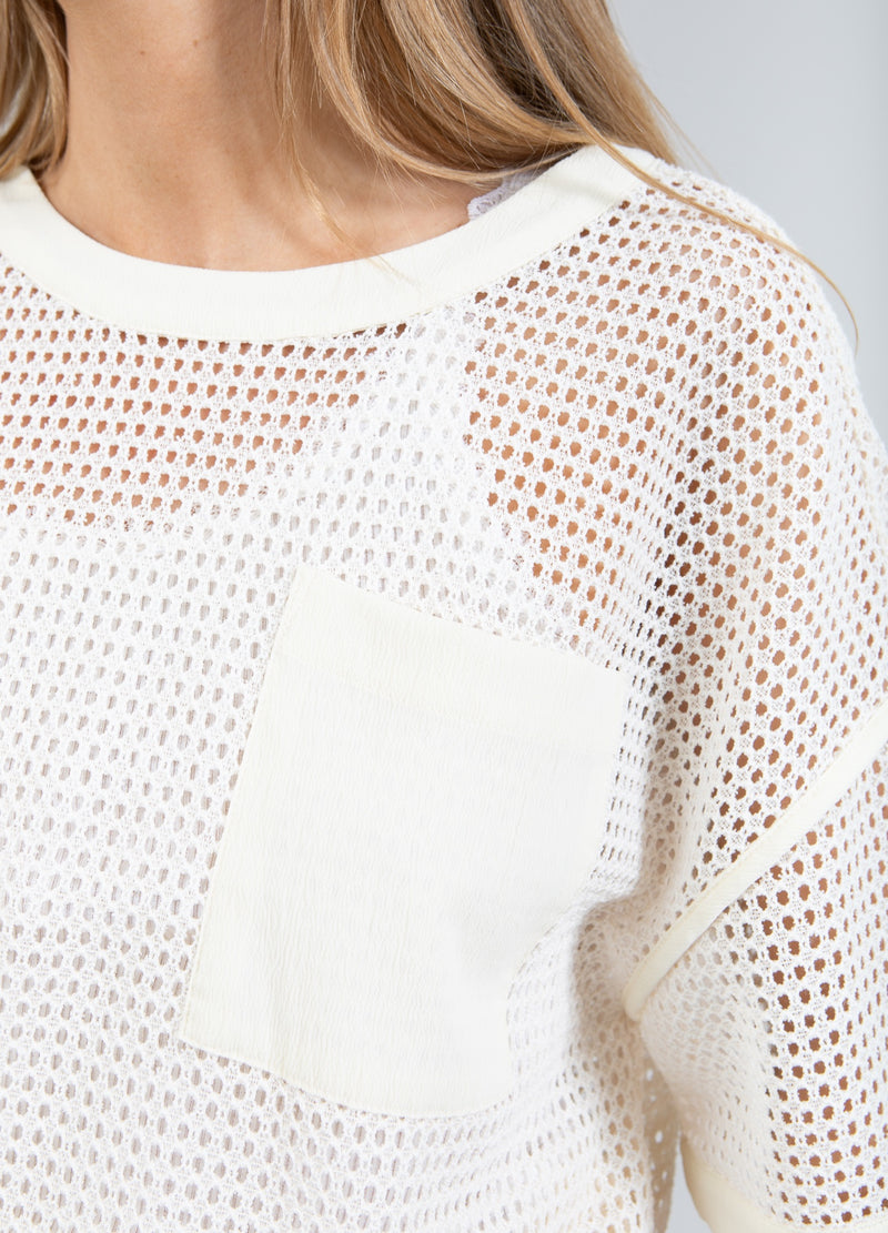 Coster Copenhagen BLOUSE IN MESH WITH CHEST POCKETS Shirt/Blouse Creme - 241