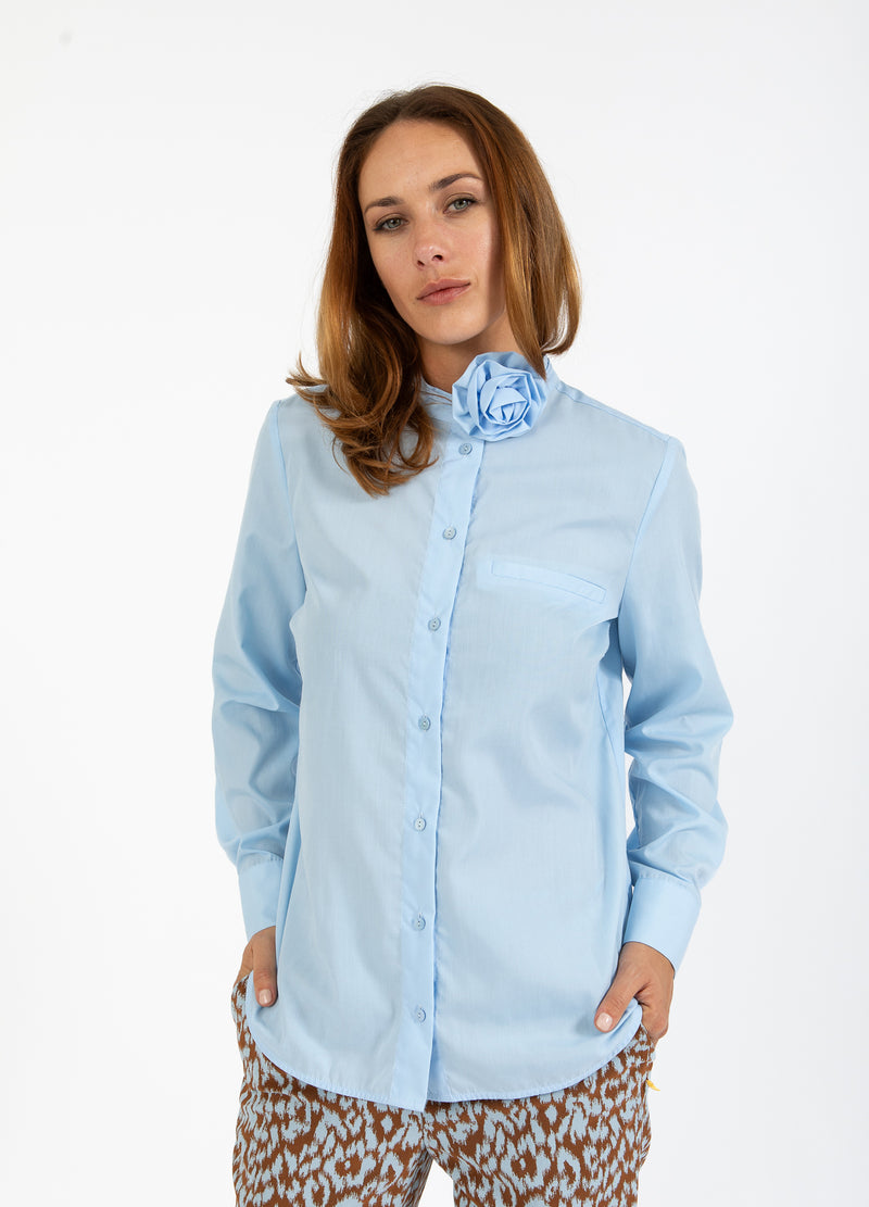 Coster Copenhagen SHIRT WITH ROSE NECKLACE Shirt/Blouse Arctic blue - 553