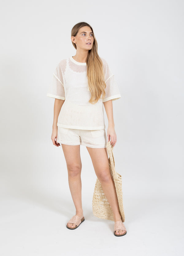 Coster Copenhagen SHORTS IN MESH - SILLE FIT Pants Creme - 241