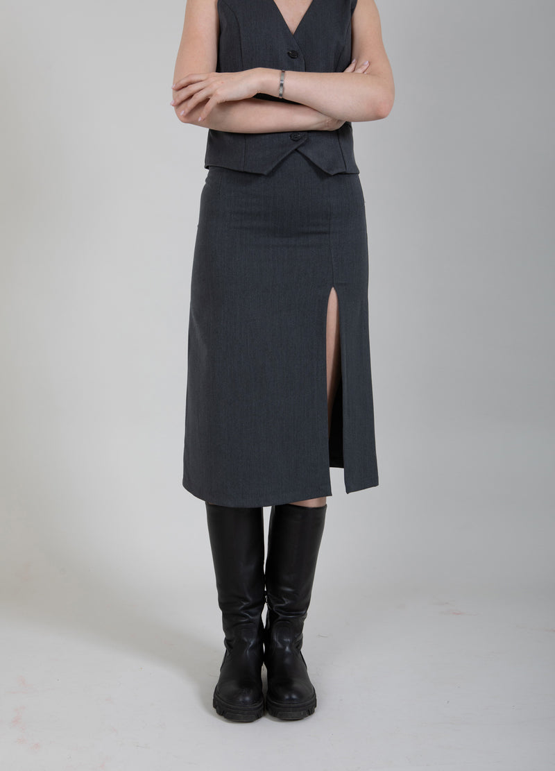 Coster Copenhagen SKIRT IN GREY MELANGE Skirt Grey Melange - 101