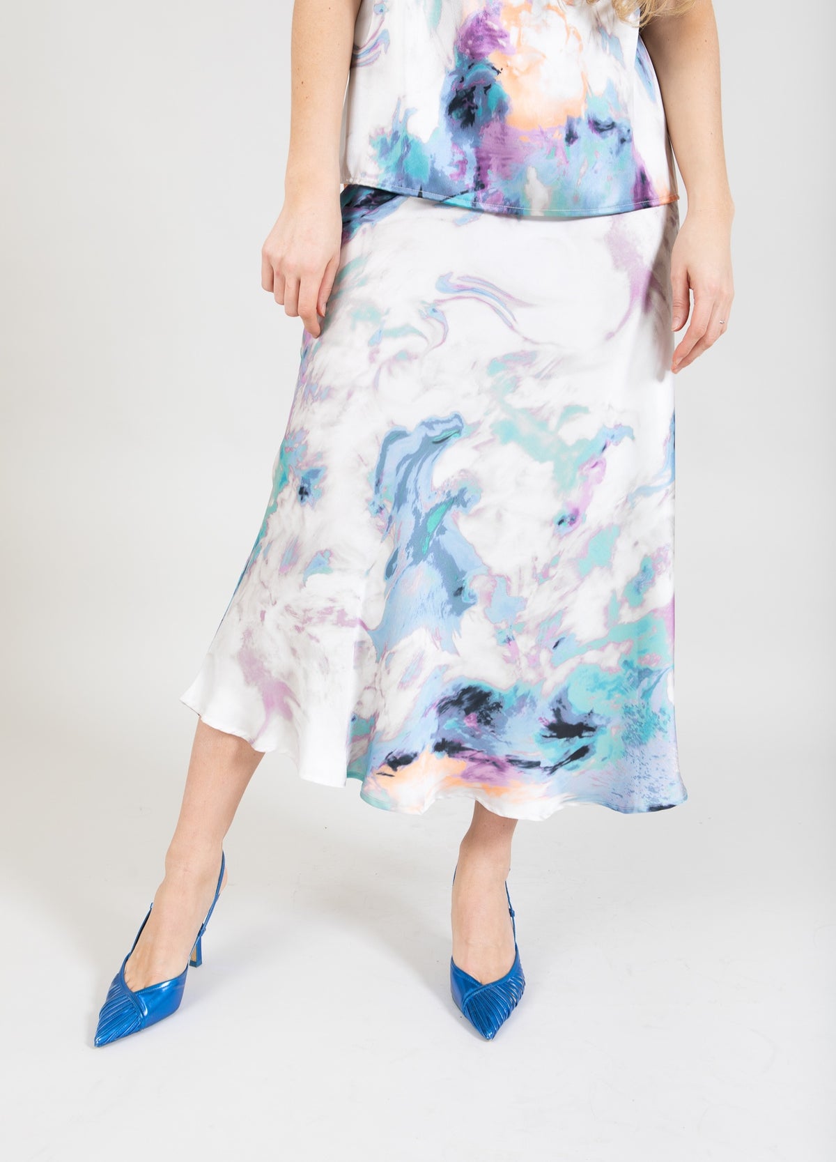 即発新品4y Dress skirt and its printed scarf SHEIN Girls Scarf Print Split Thigh Skirt - Pink Shop