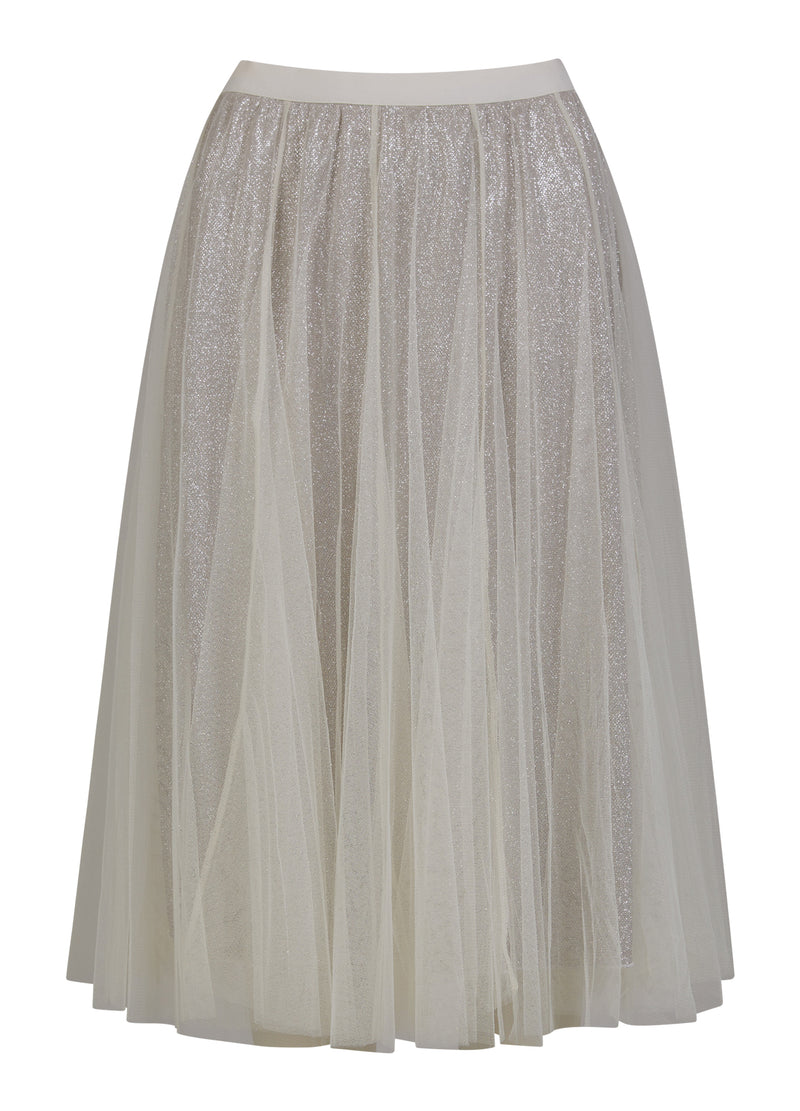 Coster Copenhagen SKIRT WITH PLISSE AND GLITTER Skirt Creme/Silver - 280