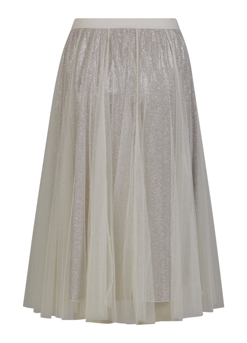 Coster Copenhagen SKIRT WITH PLISSE AND GLITTER Skirt Creme/Silver - 280