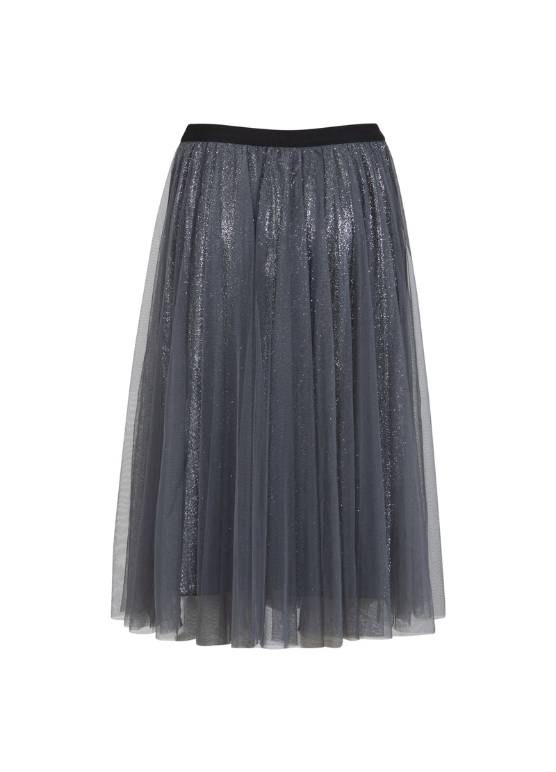 Coster Copenhagen SKIRT WITH PLISSE AND GLITTER Skirt Silver/black - 204