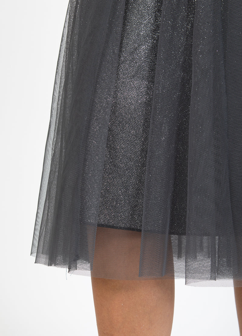 Coster Copenhagen SKIRT WITH PLISSE AND GLITTER Skirt Silver/black - 204