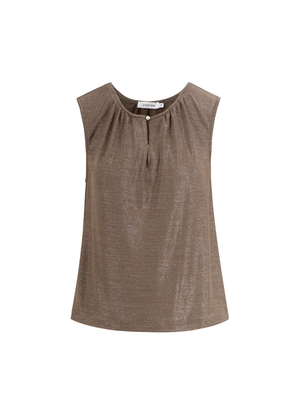 Coster Copenhagen SLEEVELESS LUREX TOP Shirt/Blouse Taupe sand - 393