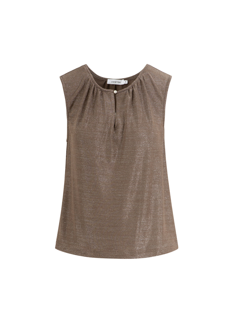 Coster Copenhagen SLEEVELESS LUREX TOP Shirt/Blouse Taupe sand - 393