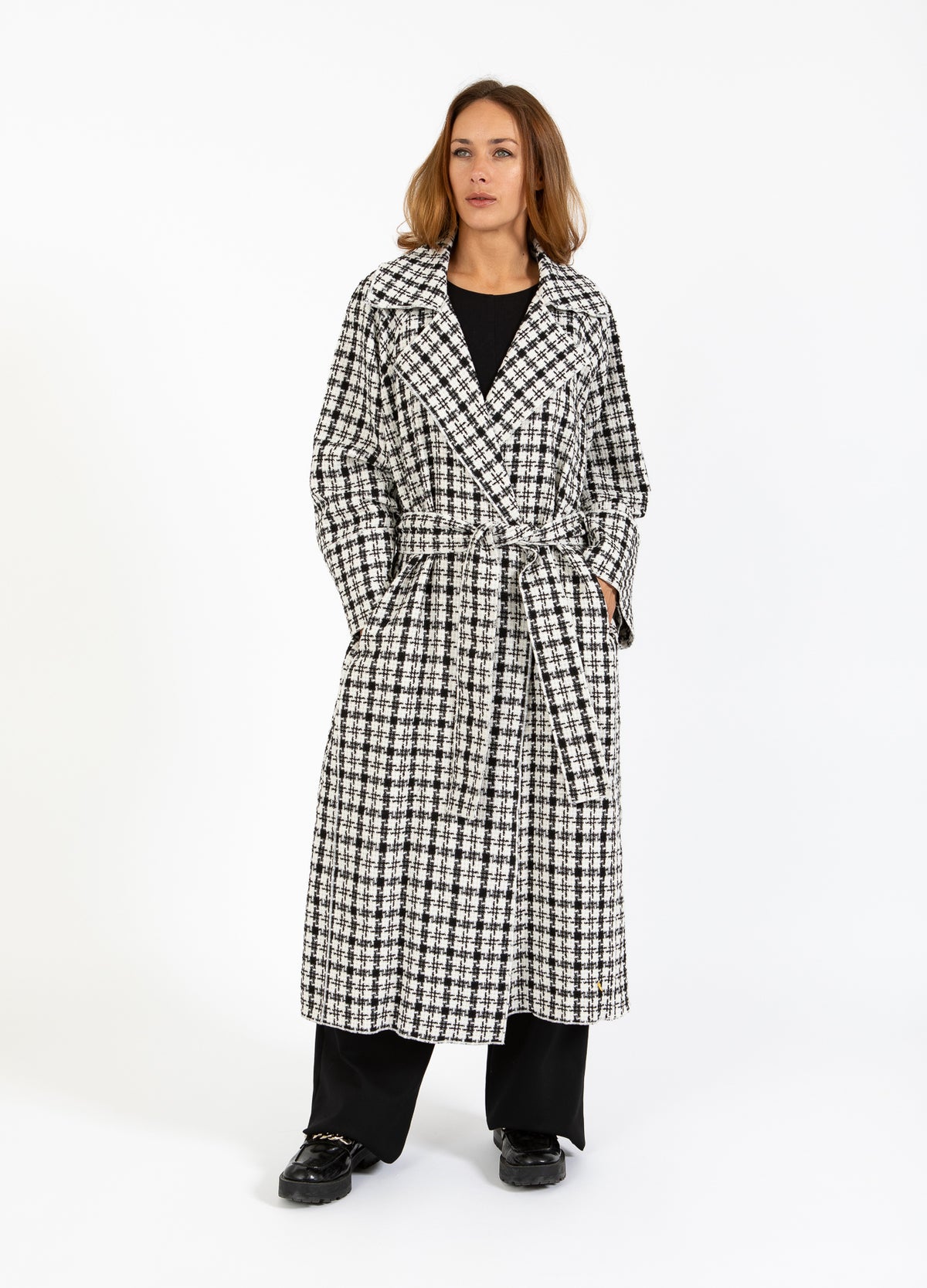 SOFT COAT - Black / pearl check – costercopenhagen.com