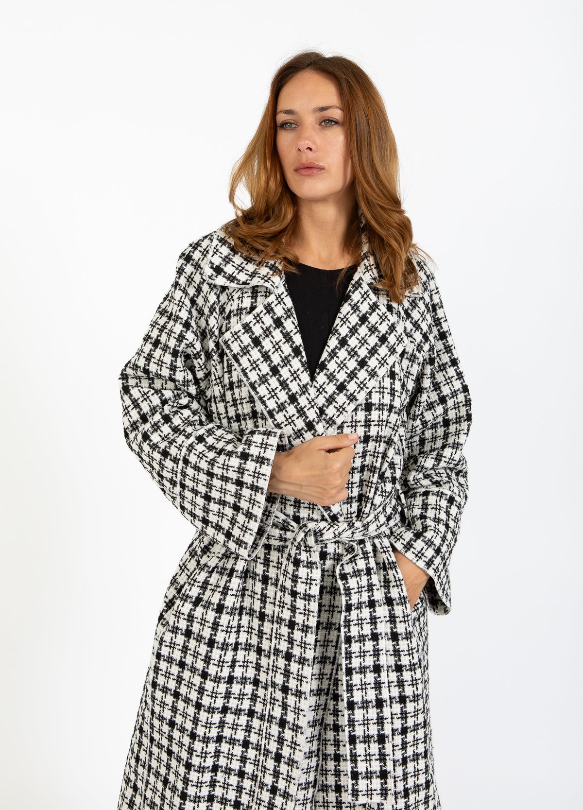 ジャケット・アウター Nicole club check short p coat archive SOFT COAT - Black / pearl check – costercopenhagen.com