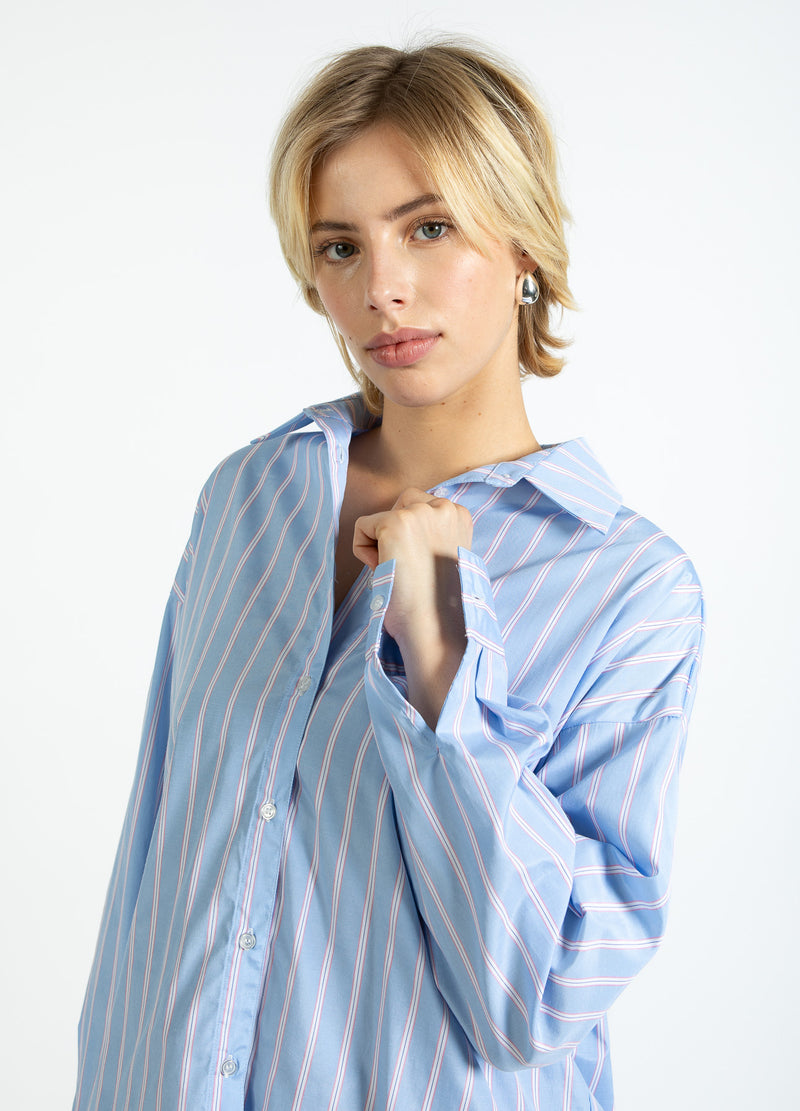 Coster Copenhagen STRIPED SHIRT Shirt/Blouse Light blue/pink stripe - 525