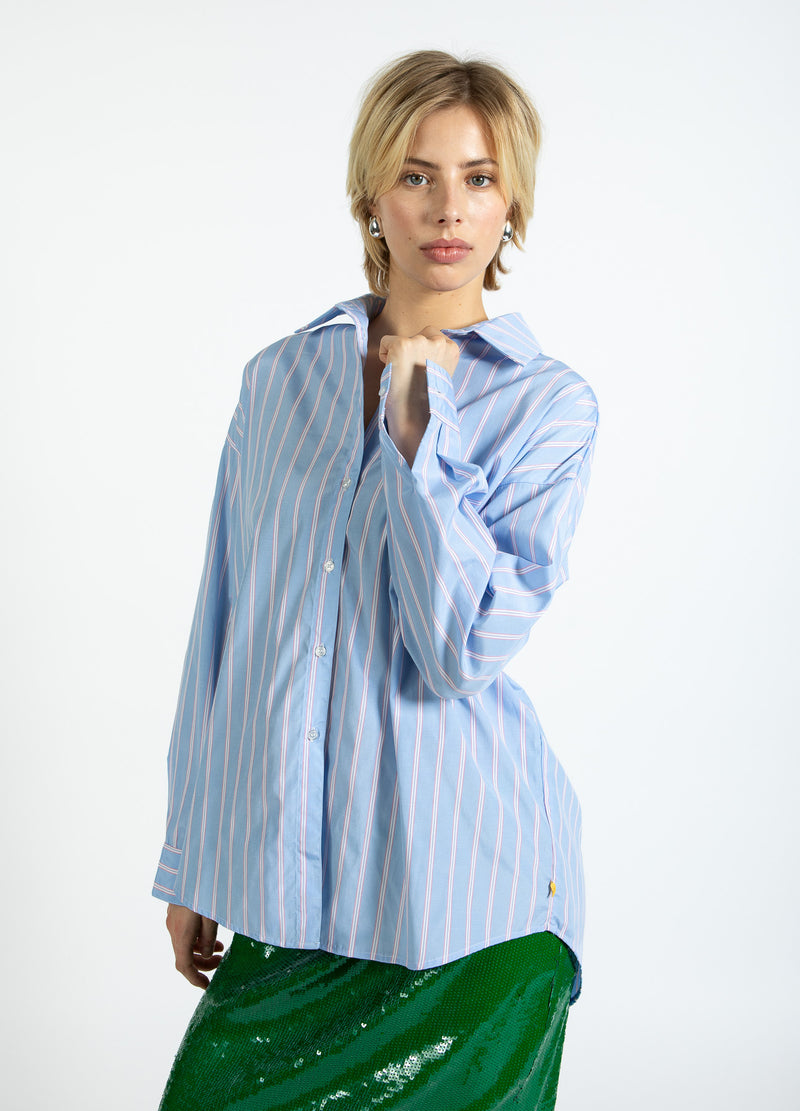 Coster Copenhagen STRIPED SHIRT Shirt/Blouse Light blue/pink stripe - 525