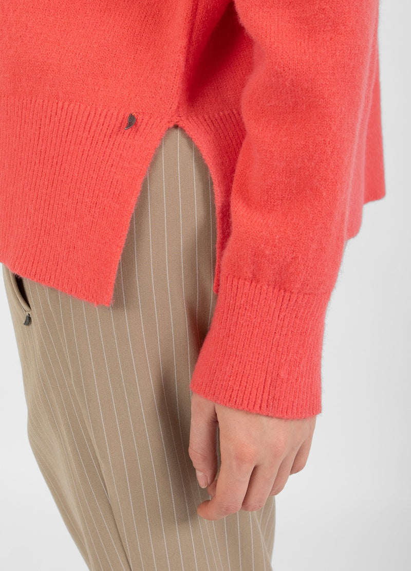 Coster Copenhagen SWEATER WITH HIGH NECK - COMFY KNIT Knitwear Hot coral - 685