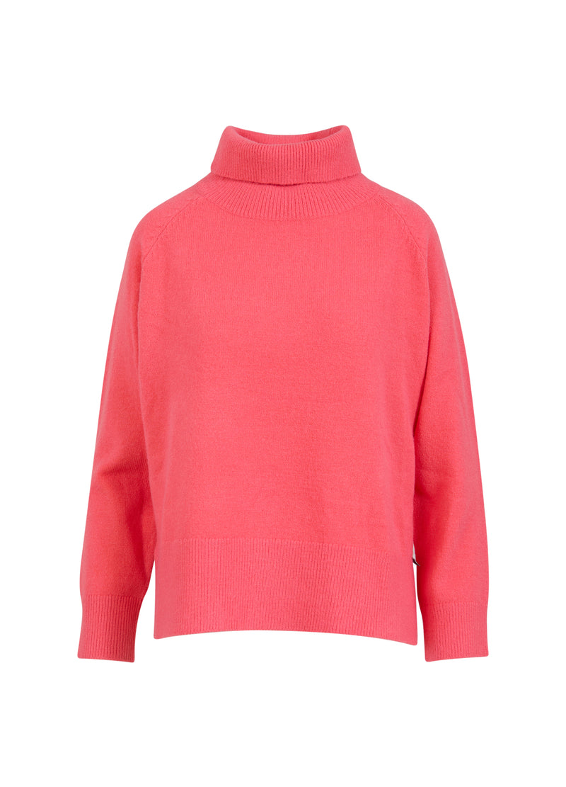 Coster Copenhagen SWEATER WITH HIGH NECK - COMFY KNIT Knitwear Hot coral - 685