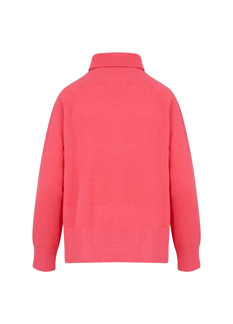 Coster Copenhagen SWEATER WITH HIGH NECK - COMFY KNIT Knitwear Hot coral - 685