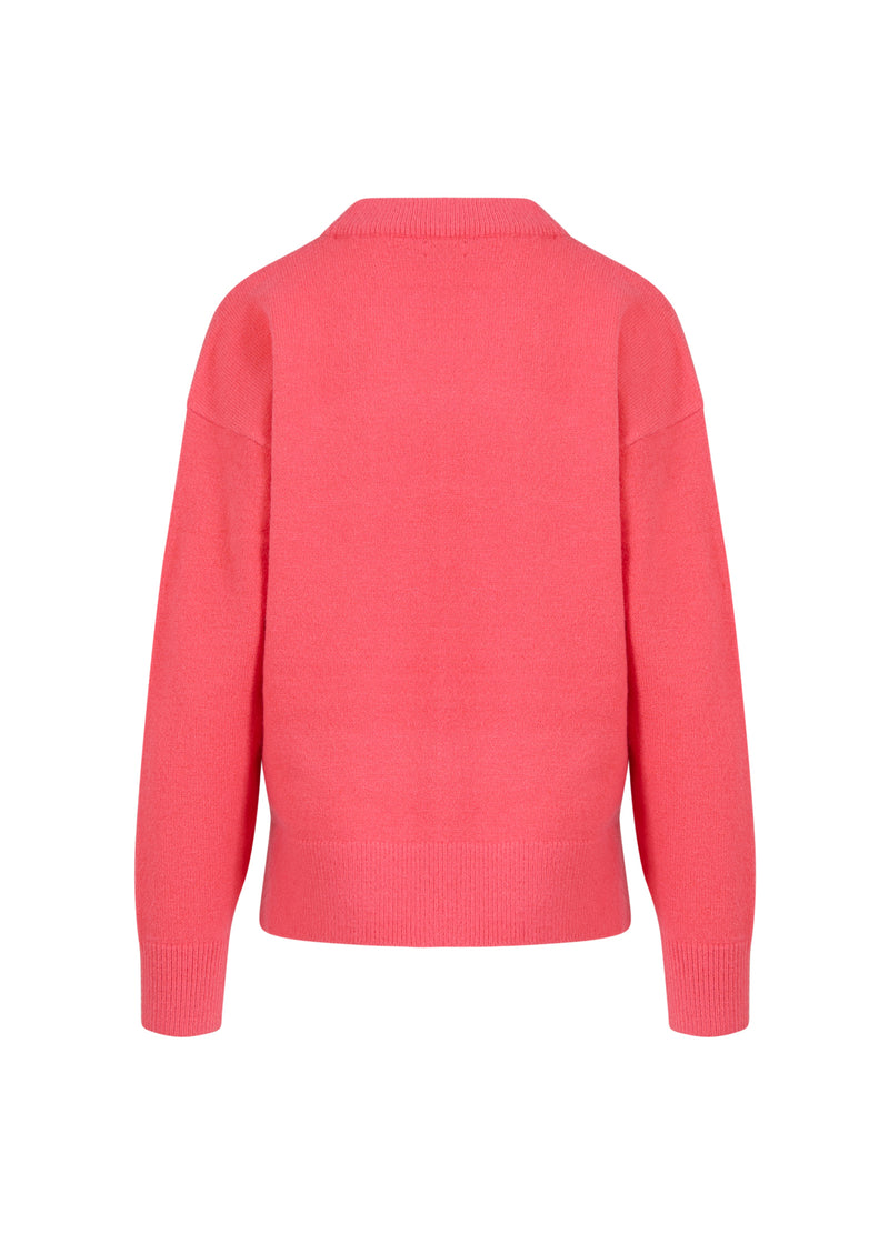 Coster Copenhagen SWEATER WITH ROUND NECK - COMFY KNIT Knitwear Hot coral - 685