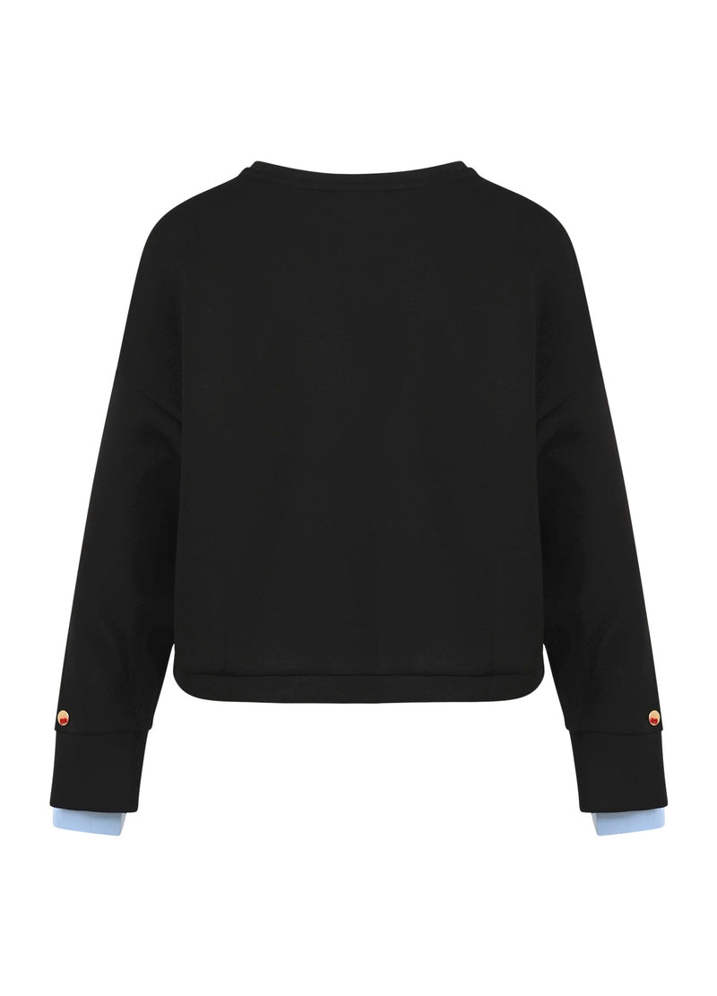 Coster Copenhagen SWEATSHIRT WITH SLEEVE DETAIL Shirt/Blouse Black / ice blue - 170