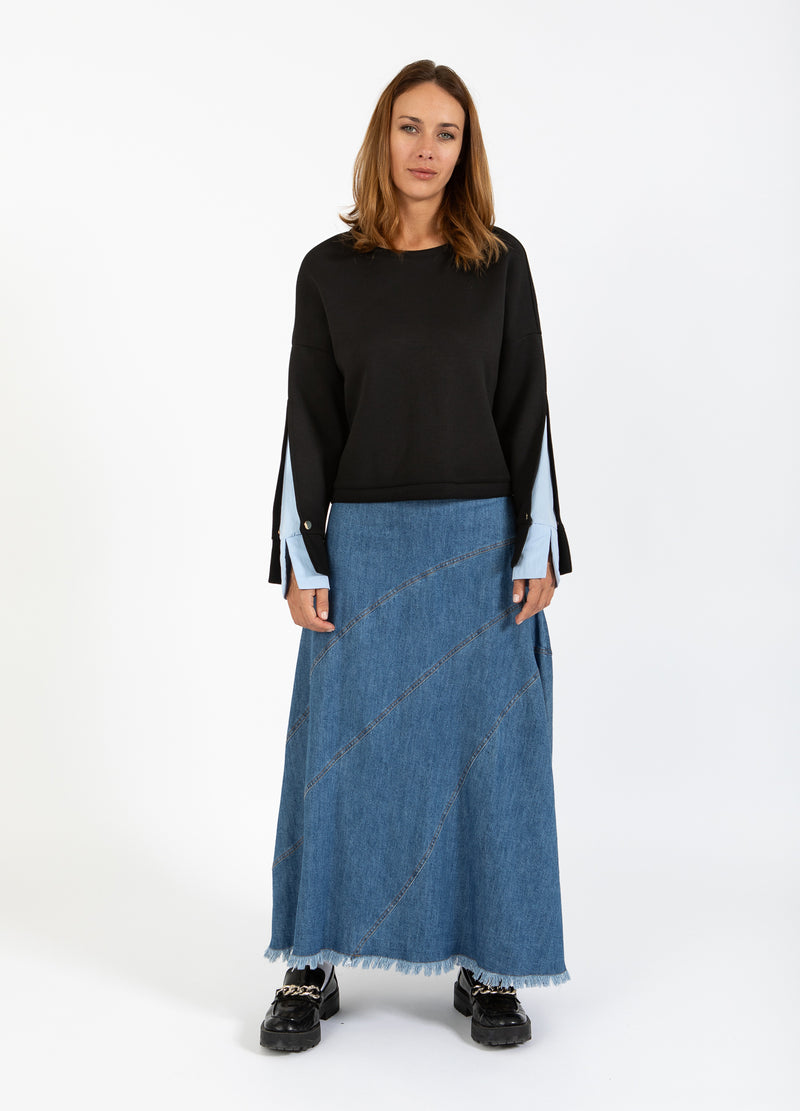 Coster Copenhagen SWEATSHIRT WITH SLEEVE DETAIL Shirt/Blouse Black / ice blue - 170
