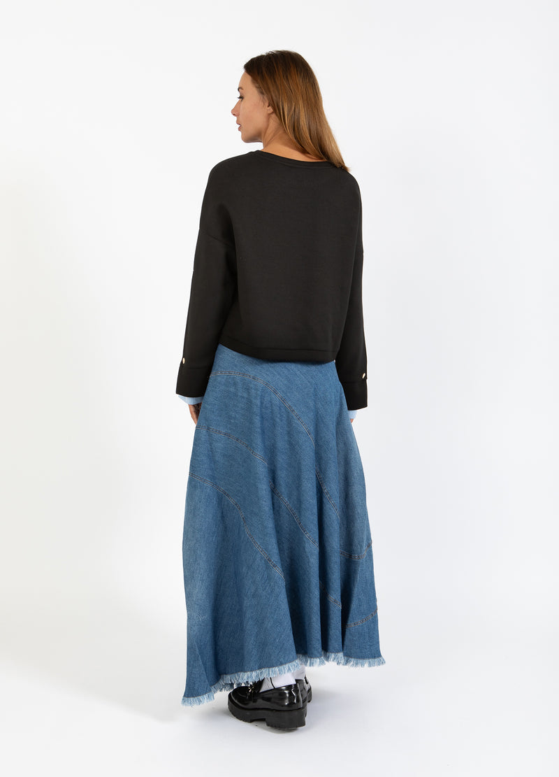 Coster Copenhagen SWEATSHIRT WITH SLEEVE DETAIL Shirt/Blouse Black / ice blue - 170