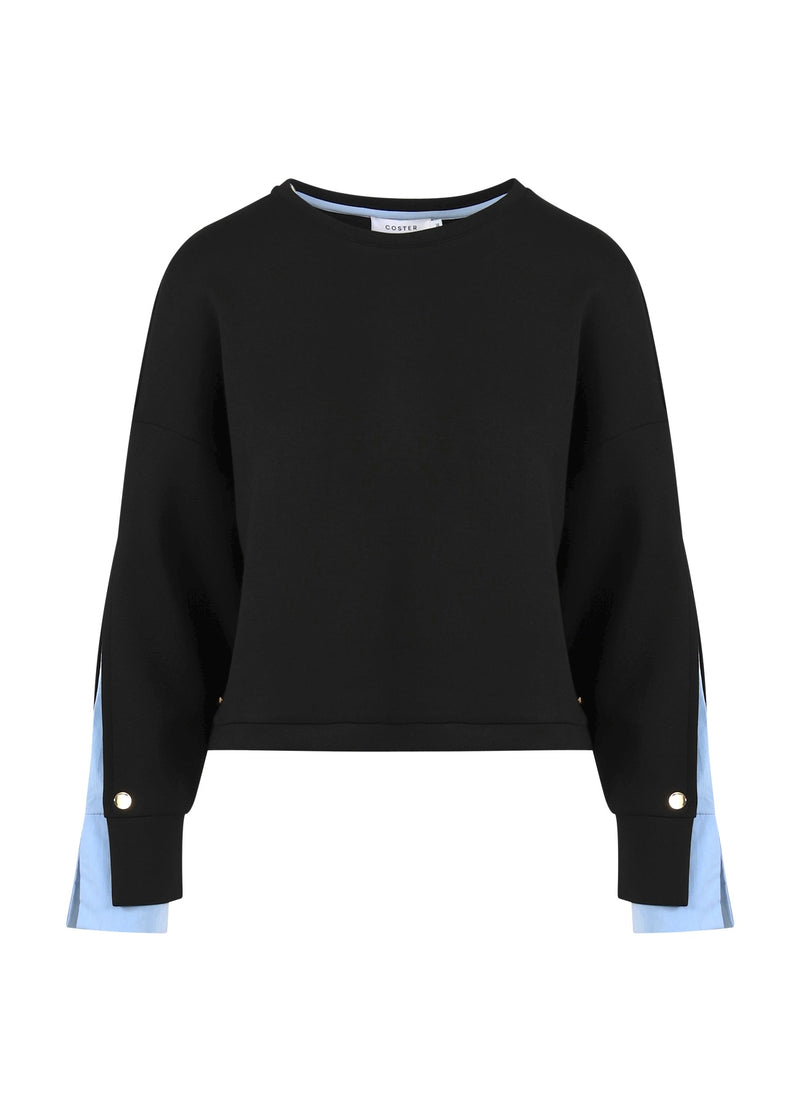 Coster Copenhagen SWEATSHIRT WITH SLEEVE DETAIL Shirt/Blouse Black / ice blue - 170