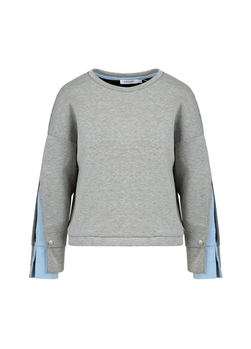 Coster Copenhagen SWEATSHIRT WITH SLEEVE DETAIL Shirt/Blouse Grey melange - 142