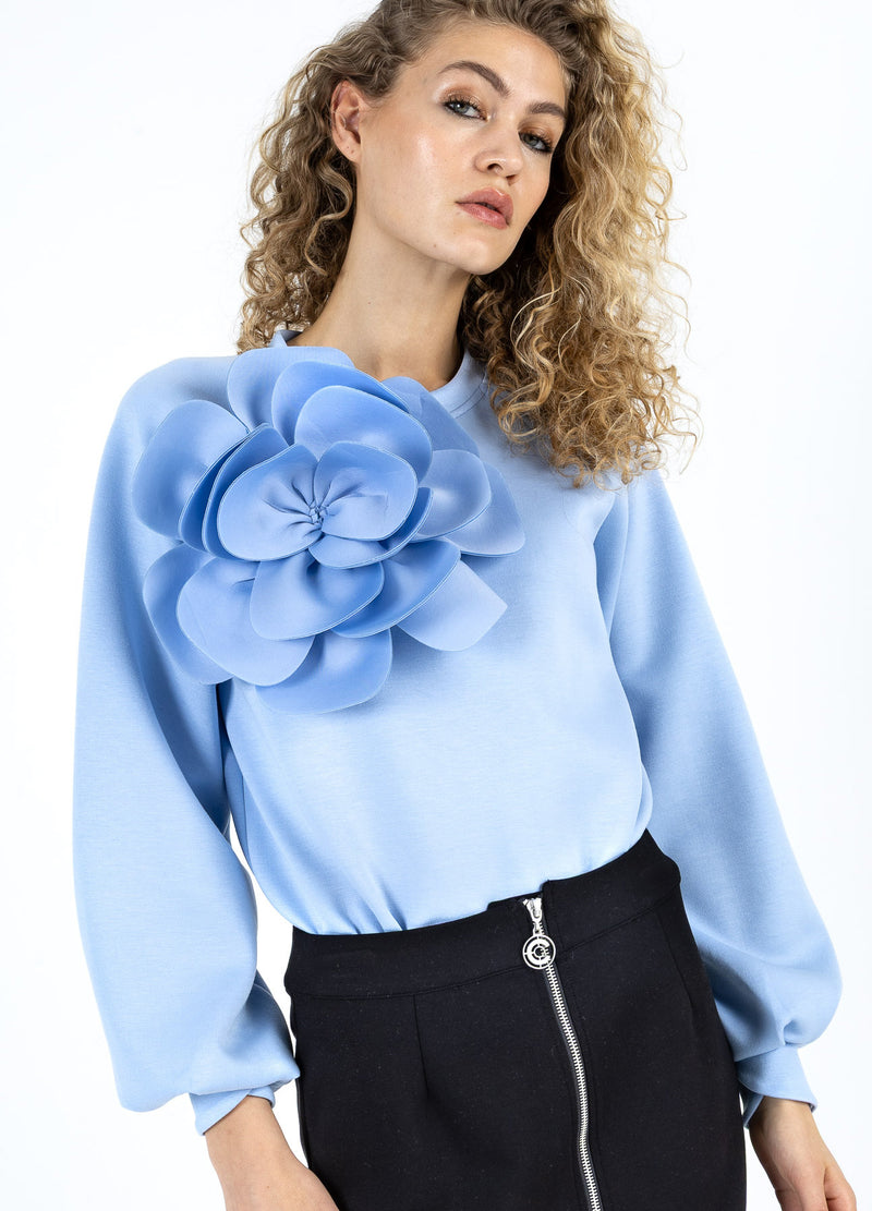 Coster Copenhagen SWEAT WITH SCUBA ROSE Shirt/Blouse Pastel blue - 538