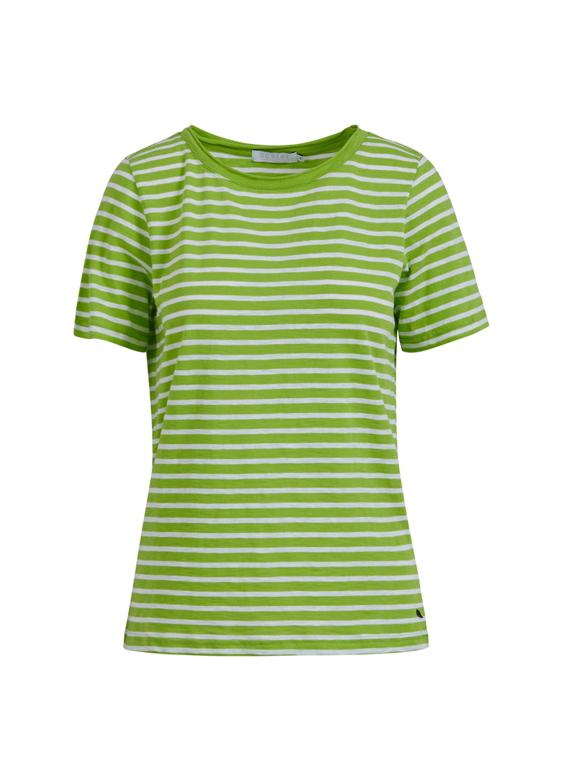 Coster Copenhagen T-SHIRT W. STRIPES - MID LENGTH SLEEVES T-Shirt Flashy green stripe - 401