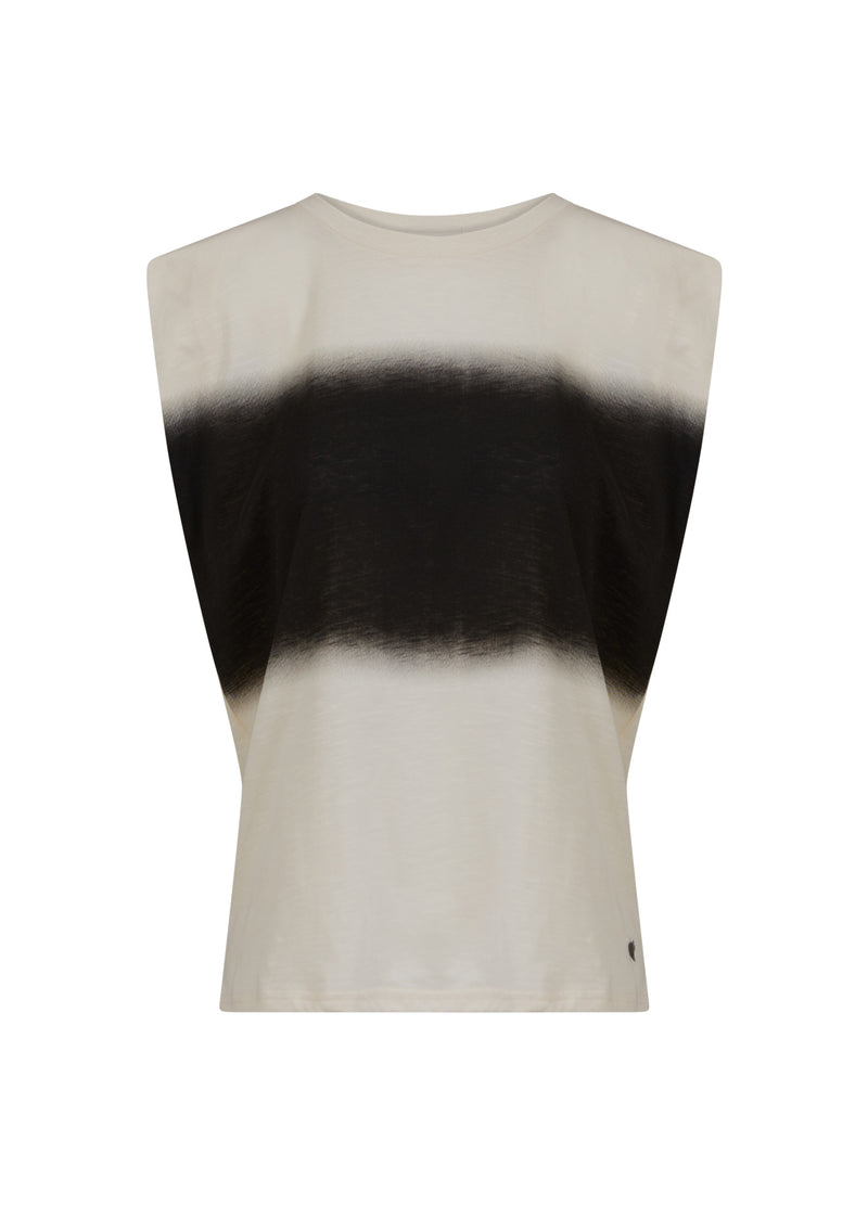 Coster Copenhagen T-SHIRT WITH BLURRED STRIPE T-Shirt Creme/black stripes - 241