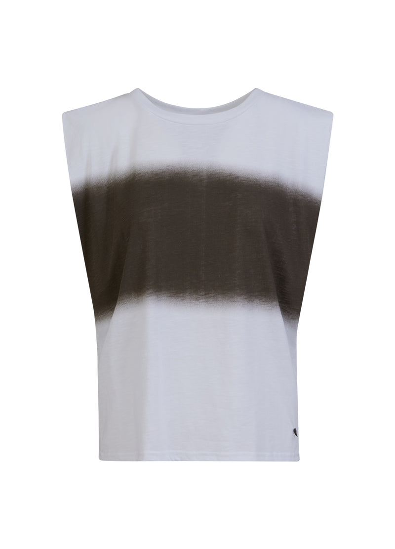 Coster Copenhagen T-SHIRT WITH BLURRED STRIPE T-Shirt White/shadow green stripes - 281