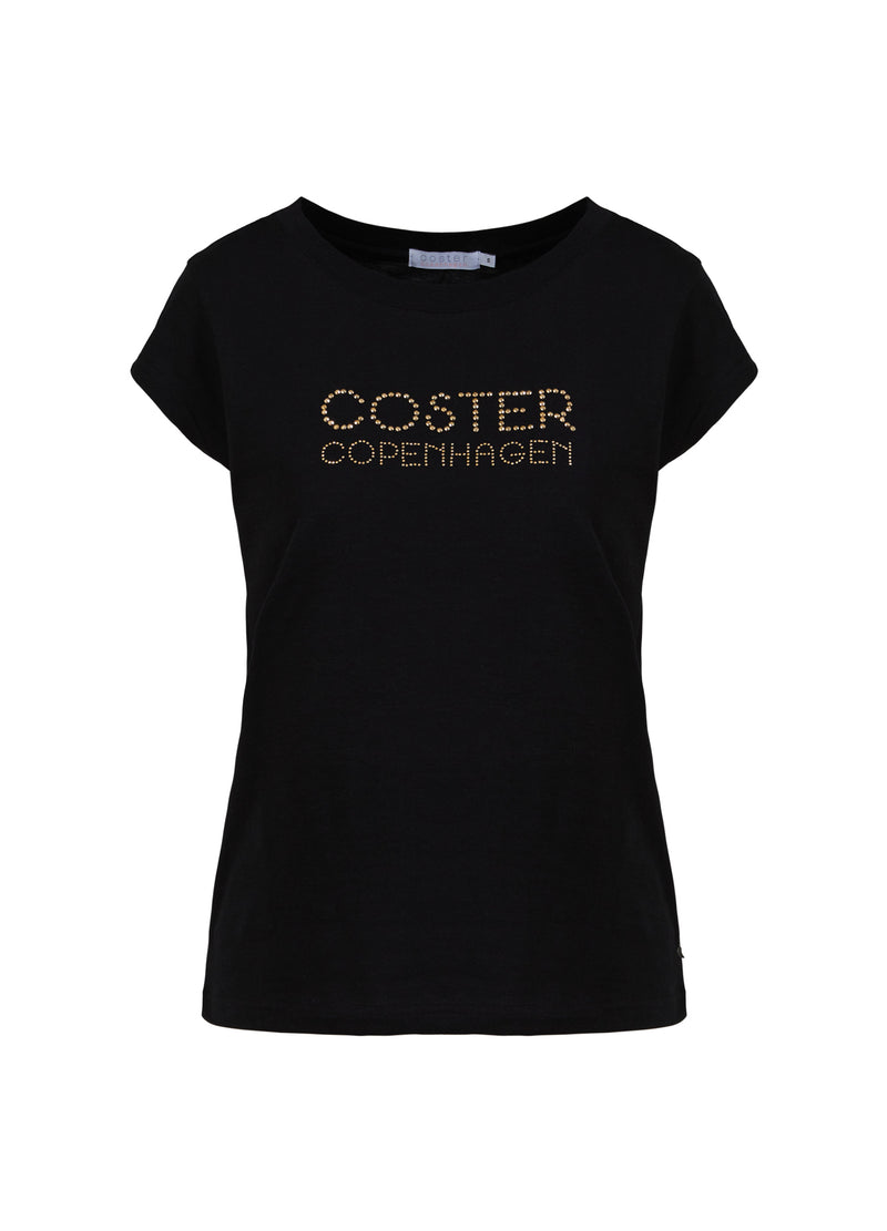 Coster Copenhagen T-SHIRT WITH COSTER LOGO IN STUDS - CAP SLEEVE T-Shirt Black - 100