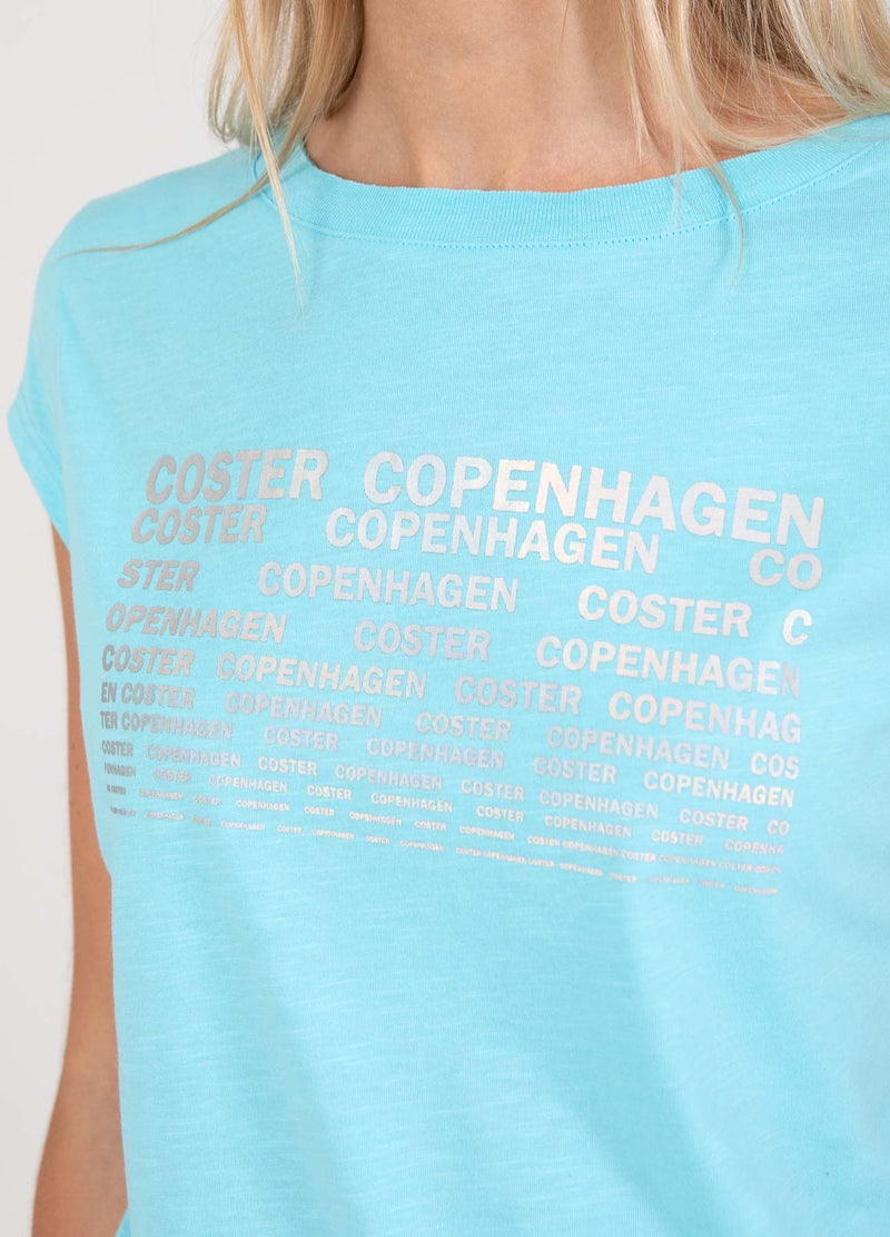 Coster Copenhagen T-SHIRT WITH COSTER PRINT - CAP SLEEVE T-Shirt Aqua blue - 585
