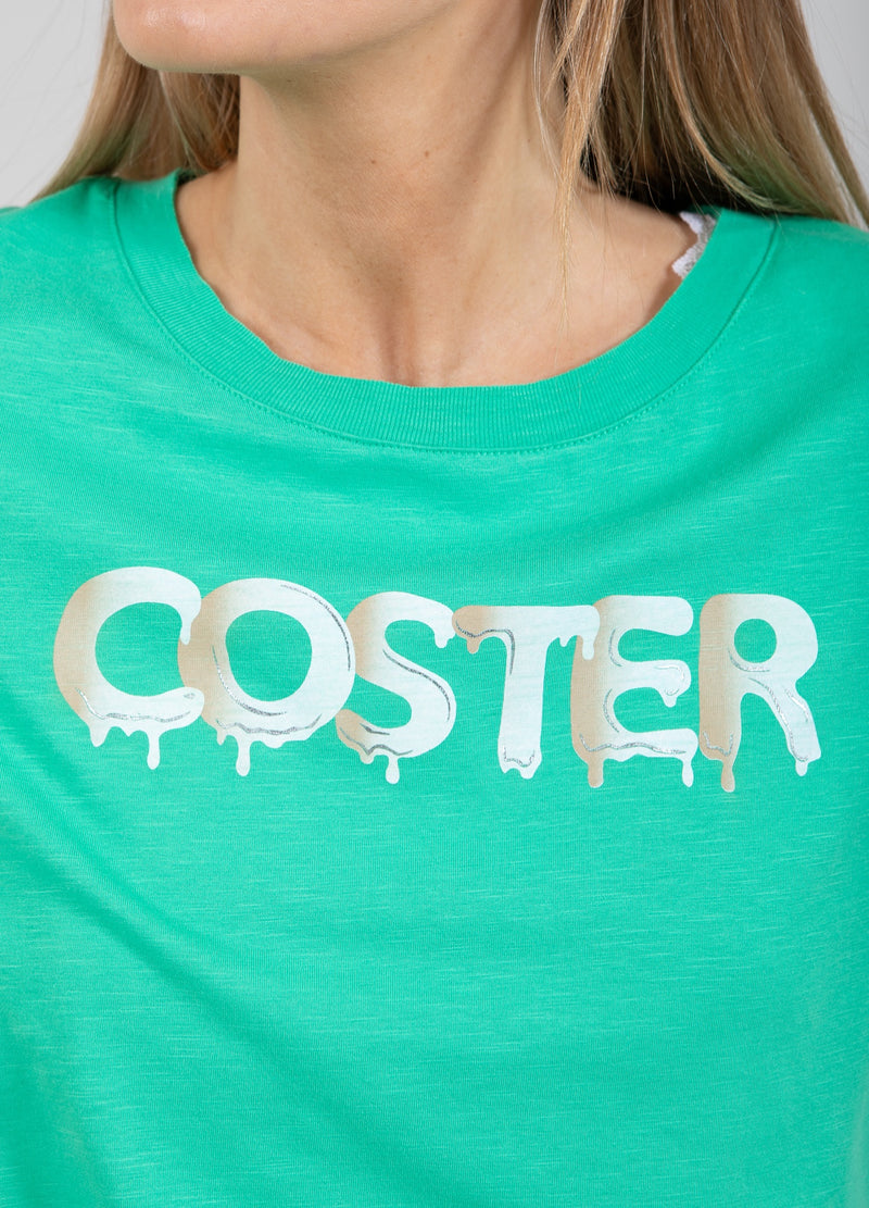 Coster Copenhagen T-SHIRT WITH GRAFITTI LOGO T-Shirt Clover green - 408