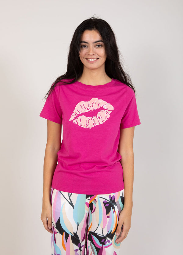Coster Copenhagen T-SHIRT WITH KISSING LIPS - MID SLEEVE T-Shirt Berry - 693