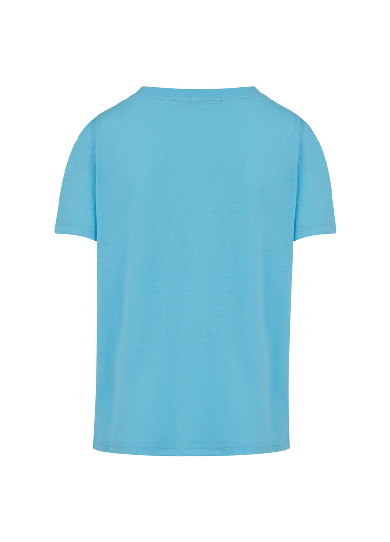 Coster Copenhagen T-SHIRT WITH PLEATS T-Shirt Aqua blue - 585
