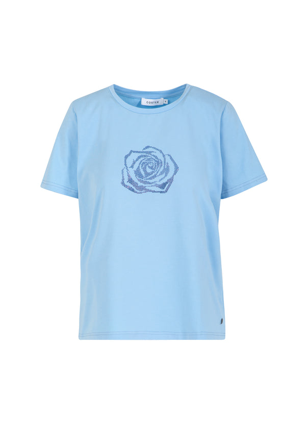 Coster Copenhagen T-SHIRT WITH RHINESTONES Shirt/Blouse Pastel blue - 538