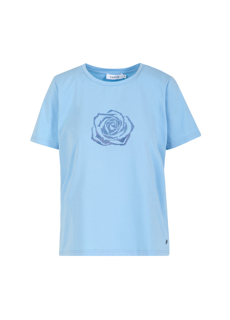 Coster Copenhagen T-SHIRT WITH RHINESTONES Shirt/Blouse Pastel blue - 538