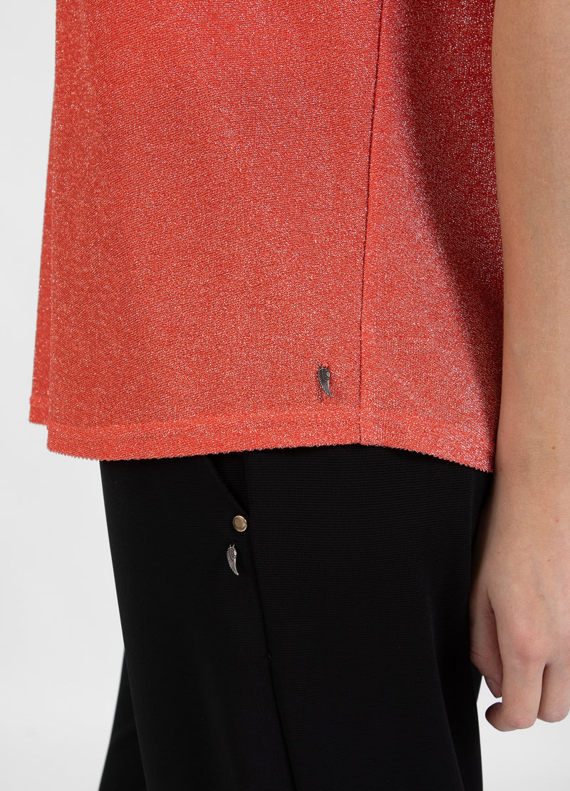 Coster Copenhagen T-SHIRT WITH SHIMMER Shirt/Blouse Hot coral - 685