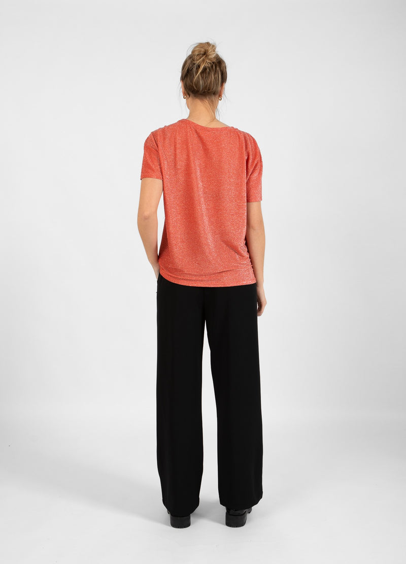 Coster Copenhagen T-SHIRT WITH SHIMMER Shirt/Blouse Hot coral - 685