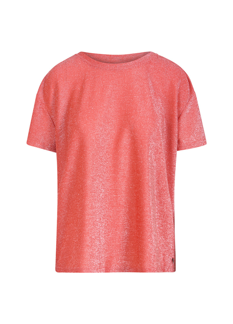 Coster Copenhagen T-SHIRT WITH SHIMMER Shirt/Blouse Hot coral - 685