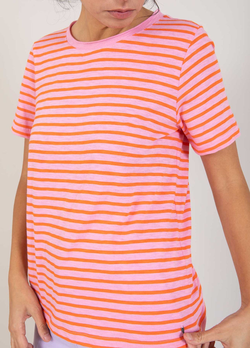 Coster Copenhagen T-SHIRT WITH STRIPES - MID SLEEVE T-Shirt Baby pink/mandarin stripe - 666