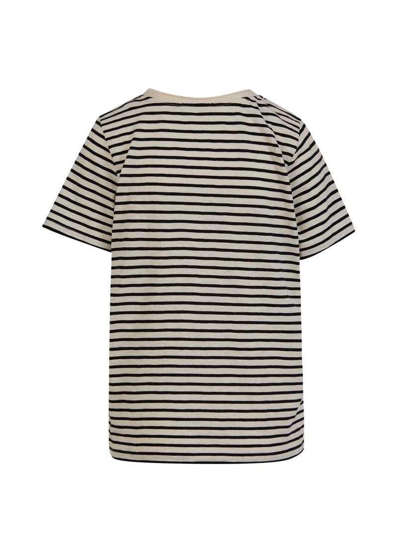 Coster Copenhagen T-SHIRT WITH STRIPES - MID SLEEVE T-Shirt Creme/black stripe - 257